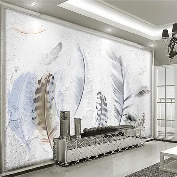 Kinų Stiliaus Tapetai, 3D Cusrtom Dydžio Nuotrauką Sienos Dokumentų Abstrakti Tapyba Plunksnų Lapų Kambarį Namų Dekoro Freskomis