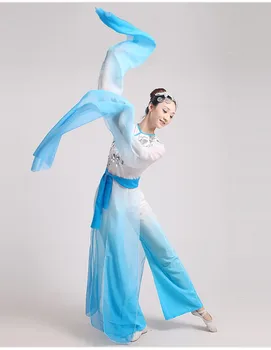 Klasikinio naujas mados ilgomis rankovėmis mėlyna fėja drabužių etapo rezultatus Kinijos liaudies rašalas vandens rankovėmis šokio kostiumai