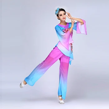 Klasikinio šokio yangko rodyti 2016 naujas ventiliatoriaus našumo juosmens būgno šokio kostiumai kvadratinių nacionalinės moterų senatvės mados drabužiai