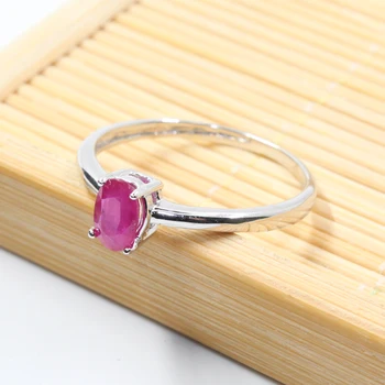 Klasikinis ruby vestuvių žiedas moters, 4 mm, * 6 mm originali ruby sidabro žiedas sidabro rubino žiedas nekilnojamojo sidabras brangakmenio papuošalai