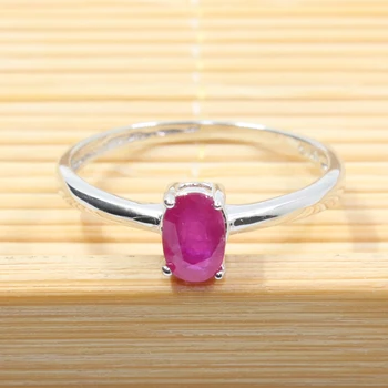 Klasikinis ruby vestuvių žiedas moters, 4 mm, * 6 mm originali ruby sidabro žiedas sidabro rubino žiedas nekilnojamojo sidabras brangakmenio papuošalai