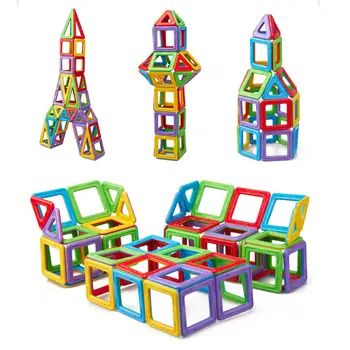 Klasikinis Vaikų Žaislai 72 vnt Magnetinis Žaislas: 30 VNT Trikampis 30 VNT. Kvadratinių 3D MAGNETINIAI BLOKAI Švietimo ŽAISLAI