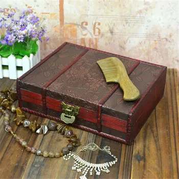 Klasikinių Senovinių Medinių Laikymo Dėžutė Medinė Dėžė Atkurti Senovės Saldžiųjų Papuošalų Dėžutė Organizatorius Lobių Skrynią Atveju, Medžio Miniatiūros