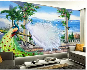 Klasikinės tapybos tapetai aliejaus tapybai Povas TV foną miegamajame foto tapetų 3d