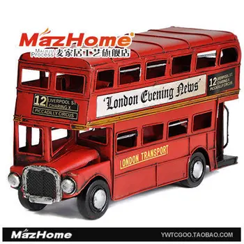 Klasikinį Londono dviejų aukštų autobusą, modelis modelis ZAKKA retro, rankų darbo kaustytomis geležies amatų papuošalai