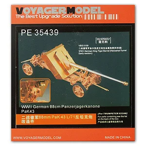 KNL HOBIS Voyager Modelis PE35439 PaK43 L / 71 8.8 cm traukos prieštankinių ginklų upgrade ėsdinimo vienetų (ranka)