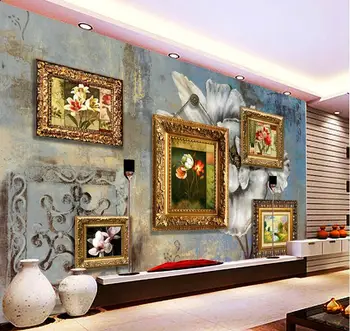 Kontinentinės Europos retro stiliaus gėlių tapybos užsakymą 3d foto tapetai langą sienų tapetai