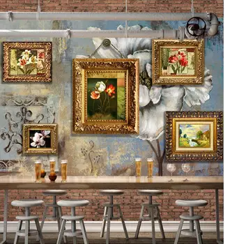 Kontinentinės Europos retro stiliaus gėlių tapybos užsakymą 3d foto tapetai langą sienų tapetai