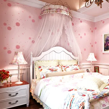 Korėjos kaimo neaustinių ekrano užsklanda kambarį rožinė mergaitė kiaulpienių šiltas miegamojo tapetai, vaikų kambarys tapetai