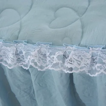Korėjos patalynės komplektas mėlyna lova sijonas nustatyti, plaunamas medvilnės antklode padengti princesė lovatiesė Vestuvių patalynė užvalkalas namų tekstilės