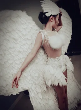 Kostiumai gražus didelis baltas angelas sparnų plunksnų Mados šou Rodo vestuvių fotografavimo rekvizitai Cosplay žaidimas kostiumas
