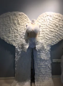 Kostiumai gražus didelis baltas angelas sparnų plunksnų Mados šou Rodo vestuvių fotografavimo rekvizitai Cosplay žaidimas kostiumas