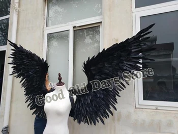 Kostiumai gražus juodas demonas plunksnų sparnus, vestuvių Fotografija Ekranas Šalis, vestuvių dekoravimas Cosplay mados šou rekvizitai