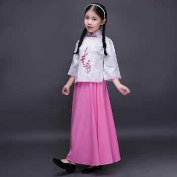Kostiumas Kinijos 2017 Rožinė Kinijos Liaudies Šokių Tradicinę Kinų Hanfu Vaikų Drabužių Guzheng Veiklos Kostiumas Hanfu