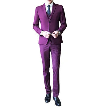 Kostiumas Vyrams 2018 Mados vientisa Spalva Paprastas Stilius Dress Kostiumai Vyrų Business Casual Drabužių, 3 Dalių(Švarkas+Liemenė+Ziajać) Dydis M 4XL