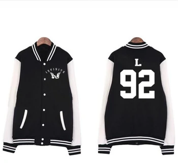 Kpop begalinis logotipas nario vardas spausdinimo juoda beisbolo striukė korėjos stiliaus outwear laisvalaikio mėgėjams hoodie striukės