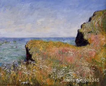 Kraštovaizdžio Aliejaus Tapybai Krašto Uolos prie Pourville pateikė Claude Monet Kambario dekoro Rankų dažytos Aukštos kokybės