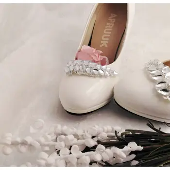 Krištolo, sidabro cirkonio balta vestuvinė siurbliai, batai moterims, aukštos obcasie platformų balta pamergės šalis suknelė siurbliai batų