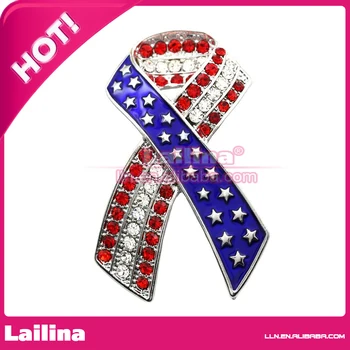 Krūties Vėžys Sąmoningumo Juostelės Sagės Star Amerikos JAV Vėliava Pin liepos 4-osios Veteranų Diena
