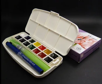 Kuretake Kolegijos lygio kietas akvarelė pigmento akvarelė pieštuką vandens iš čiaupo, pen 14 spalvos su nešiojamų kostiumas