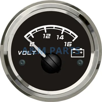 KUS Jūrų Akumuliatoriaus Įtampos Indikatorius Valtis Automobilių, Sunkvežimių RV Voltmeter Volt Indikatorius Plieno Bezel Juoda Veidą, 8-16V 52mm