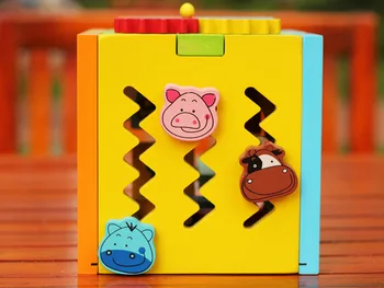 Kūdikių mediniai daugiafunkcinis Žvalgybos lauke blokai / vaikams vaikų animacinių filmų surinkti blokas su transporto priemonės gyvūnų švietimo žaislai