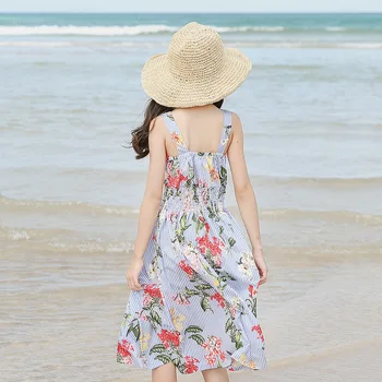 Kūdikių Mergaičių Suknelė iki 2018 m. Vasaros Gėlių Paplūdimio Suknelė Gėlių Spausdinti Šalis Princesė Suknelės Mergaitėms Vestido Infantil TZ253