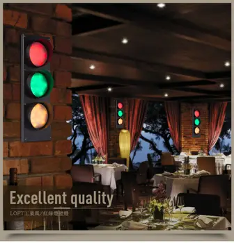 Kūrybinės 3-Color scenos šviesos Loft Retro Kavinė Geležinės Sienos Lempos prie Sienos tvirtinamas Baras, Restoranas apdailos šviesoforo Disco šviesos