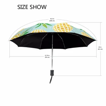 Kūrybos Ananasų Spausdinti Automatinis Skėtis Mados Dizaino Moterų Skėčiai nuo lietaus ir Vėjo Rainproof Anti-UV Skėtis Vaikams
