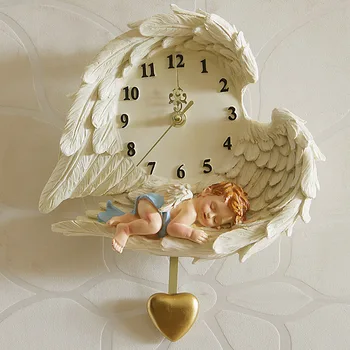 Kūrybos angelas sieninis laikrodis kabo kambarį sodo asmenybės Europos sienos meno dekoratyvinis švytuoklės vaiko laikrodis