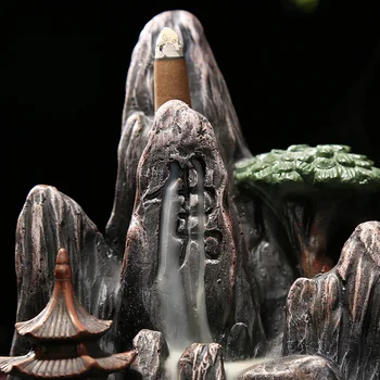 Kūrybos Kalnų upelis Dūmų Moliuskui Degiklis Keramikos, Akmens milteliai Bokštas Kūginiai Smilkalai Censer Namų dekoro Aromato Smilkalų Degiklis