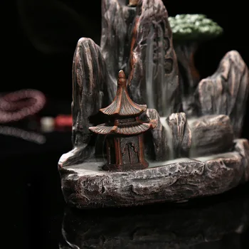 Kūrybos Kalnų upelis Dūmų Moliuskui Degiklis Keramikos, Akmens milteliai Bokštas Kūginiai Smilkalai Censer Namų dekoro Aromato Smilkalų Degiklis
