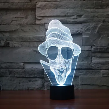 Kūrybos Rūkymas Žmogus Naktį Šviesos Lempos ir 7 Spalvų Chaning 3D LED Nakties Šviesos Akrilo Atmosfera Lempos Naujovė Apšvietimas