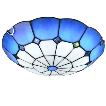 Kūrybos Tiffany LED miegamojo lempa apvalaus koridoriaus balkono lempa sietynas, mėlyna m