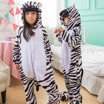 Kūrybos zebra Animacinių filmų Dizaino Gyvūnų Cosplay Pižama Vaikų Berniukų, Mergaičių Flanelė Pabėgiai Moteris Vyras Pijamas pižamos Gobtuvu Stilius