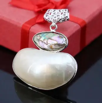 L009 Nouvelle jūrų blanc naturel shell perlamutras, perle pendentif, Tinka režimu femelle collier 
