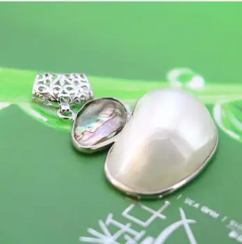 L009 Nouvelle jūrų blanc naturel shell perlamutras, perle pendentif, Tinka režimu femelle collier 
