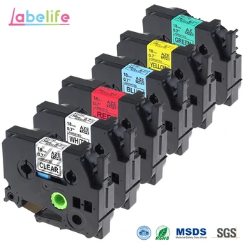 Labelife 6 Pack Combo Set 18mm Vidurio-141,241,441,541,641,741 Suderinama Brother P-Touch PT-P900W P950NW P700 Label Maker