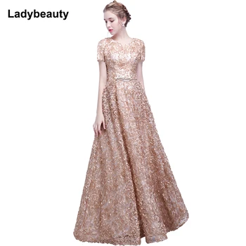 Ladybeauty 2018 Elegantiškas Nėrinių Vakarą Paprasta Suknelė Be Rankovių Mažas Gėlės Promenadzie Suknelė Ilga Šalis Suknelė