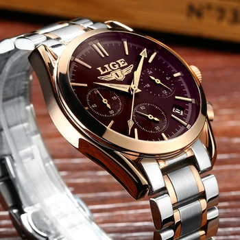 Laikrodžiai Vyrams LIGE Prekės Full Steel Kariniai Laikrodžiai vyriški Kvarcinis Laikrodis Vyrams, Verslo Žiūrėti Sporto Vandeniui Laikrodis Vyras Relojes