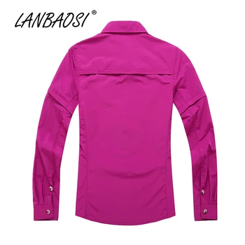 LANBAOSI Lauko Sporto Moterų Pėsčiųjų Marškinėliai Taktinis Zip-Off Rankovėmis Quick Dry Kabrioletas Anti-UV Atsparus Vandeniui, Kvėpuojantis