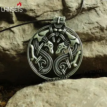 Lanseis10pc Viking retro Borre stiliaus dvigubo gyvatė, gyvūnų, kabamųjų amuletas Vik, Norvegija, 10 a. Karoliai rankų darbo papuošalai