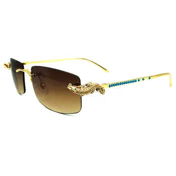 LAOKE Prabanga Aukso CORCODILE taškus carter akinius rėmo kalnų krištolas sunglass moterų 