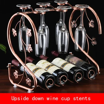 Lapų forma retro Electroplate 750ML Raudonas vynas ir taurės stentai bronzos spalvos metalo laikiklis