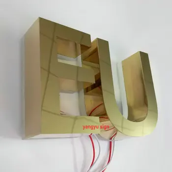 Lauko 3D lenkijos nerūdijančio plieno led šviesos ženklų