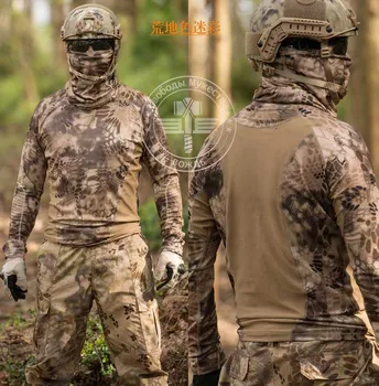 Lauko Taktinių Kamufliažas Long Sleeve T-shirt su Medžioklės Kempingas Marškinėliai