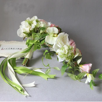 Lašo Formos Krioklys Nuotakos Bridesmaid Puokštė Gėlių Ūkyje Vestuvių Fotografija Rekvizitai Modeliavimas Vestuvių Šilko Gėlių Puokštės