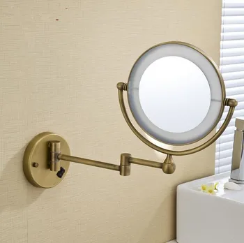 LED antikvariniai žalvario, kosmetikos veidrodį prie sienos tvirtinamas vonioje grožio veidrodis du kartus susidūrė su makiažo veidrodėliai antikvariniai lankstymo veidrodėliai