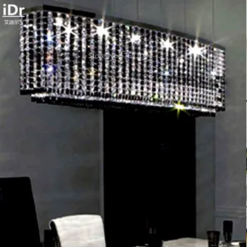 LED apskrito minimalistinio kambarį liustra kristalų lempos miegamasis den kūrybos apšvietimo inžinerijos lempos juoda iDr-0049