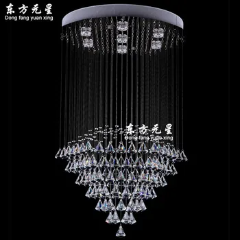 LED kristalų liustra lempos valgomasis laiptų originalumas lempa diamond apvalaus šviestuvo